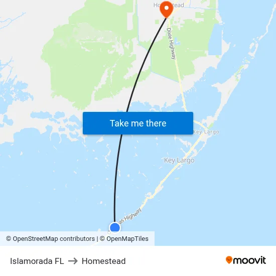 Islamorada FL to Homestead map