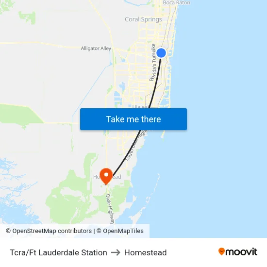 Tcra/Ft Lauderdale Station to Homestead map