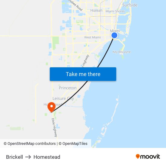Brickell to Homestead map