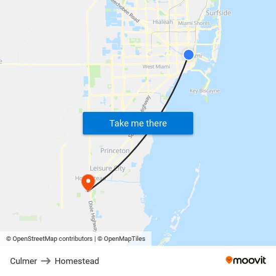 Culmer to Homestead map