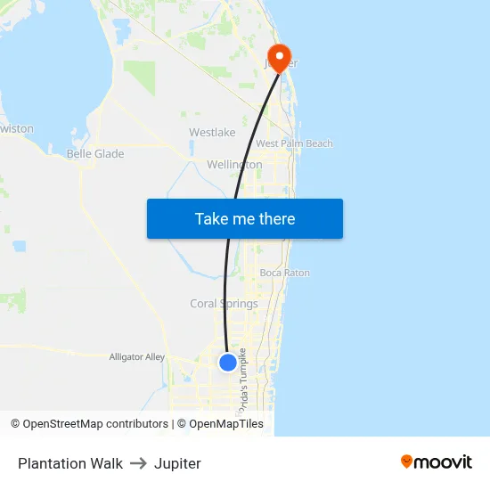 Plantation Walk to Jupiter map