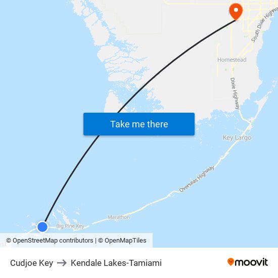 Cudjoe Key to Kendale Lakes-Tamiami map