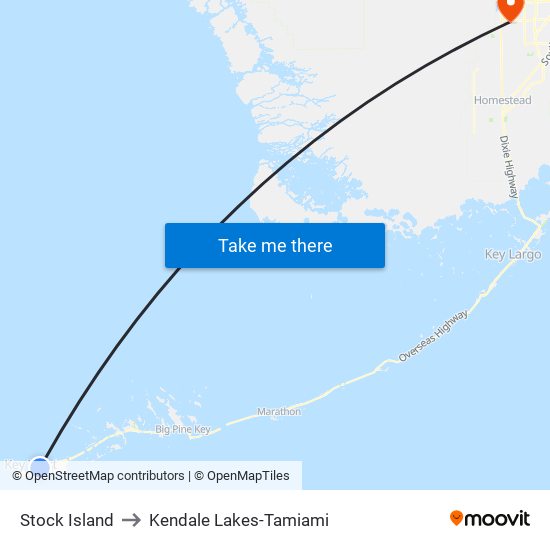 Stock Island to Kendale Lakes-Tamiami map