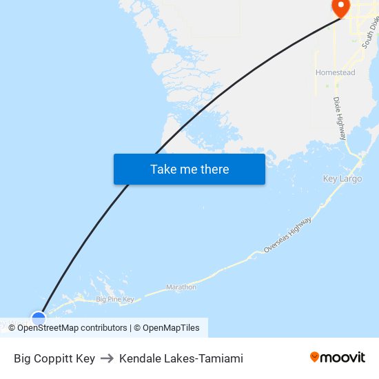Big Coppitt Key to Kendale Lakes-Tamiami map
