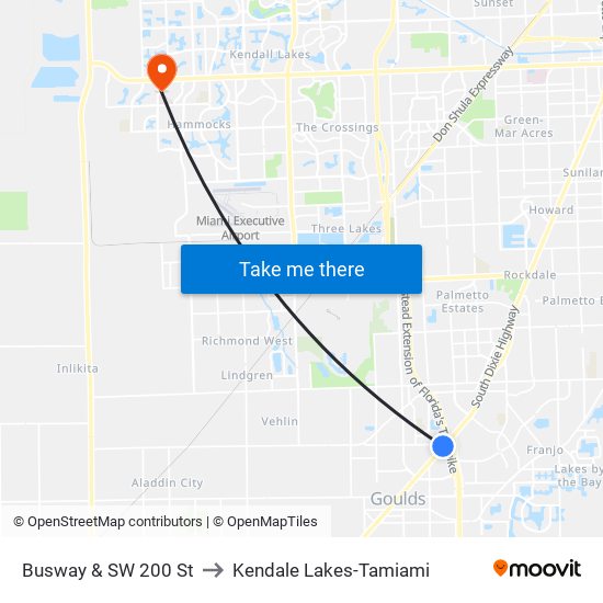 Busway & SW 200 St to Kendale Lakes-Tamiami map