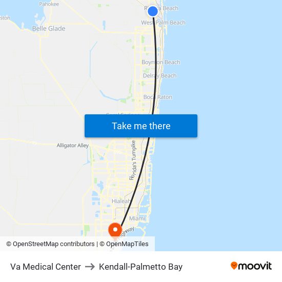 VA MEDICAL CENTER to Kendall-Palmetto Bay map