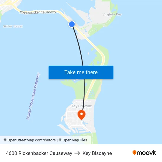 4600 Rickenbacker Causeway to Key Biscayne map