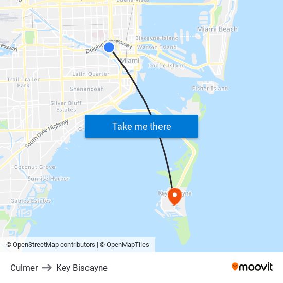 Culmer to Key Biscayne map