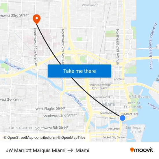 JW Marriott Marquis Miami to Miami map