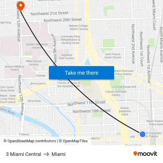 3 Miami Central to Miami map