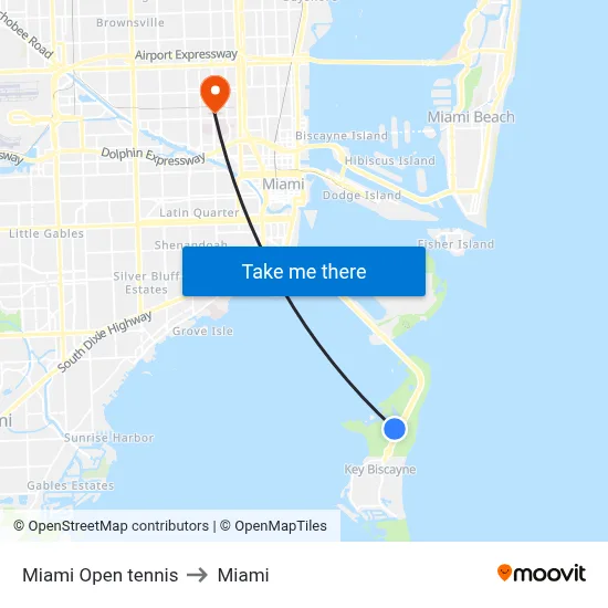 Miami Open tennis to Miami map