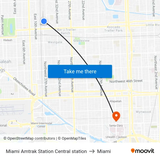 Miami Amtrak Station Central station to Miami map