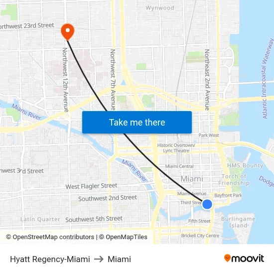 Hyatt Regency-Miami to Miami map