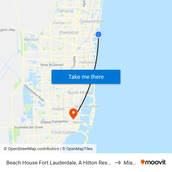 Beach House Fort Lauderdale, A Hilton Resort to Miami map