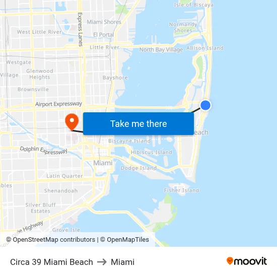 Circa 39 Miami Beach to Miami map