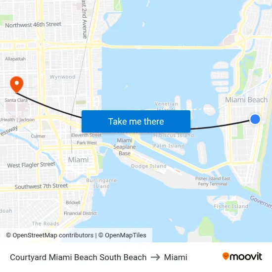 Courtyard Miami Beach South Beach to Miami map