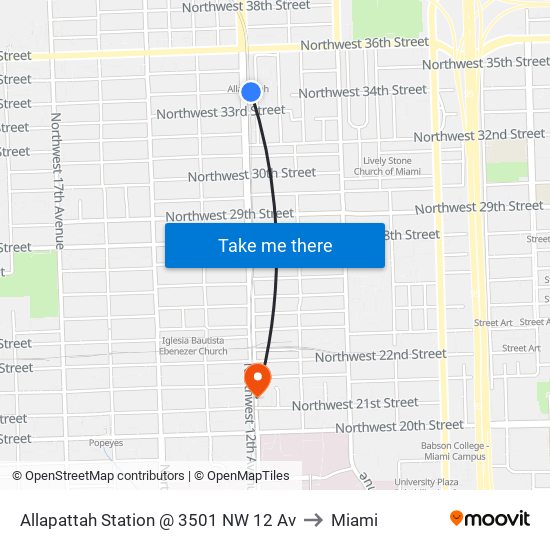 Allapattah Station @ 3501 NW 12 Av to Miami map