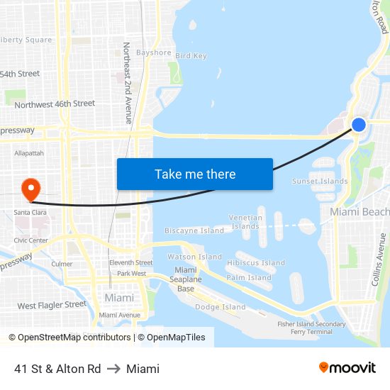 41 St & Alton Rd to Miami map