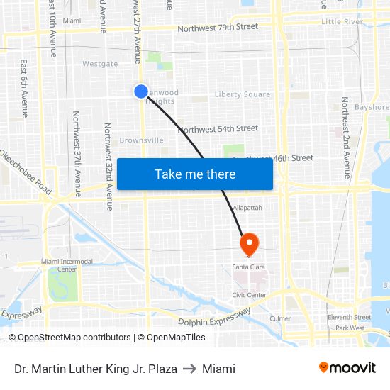 Dr. Martin Luther King Jr. Plaza to Miami map