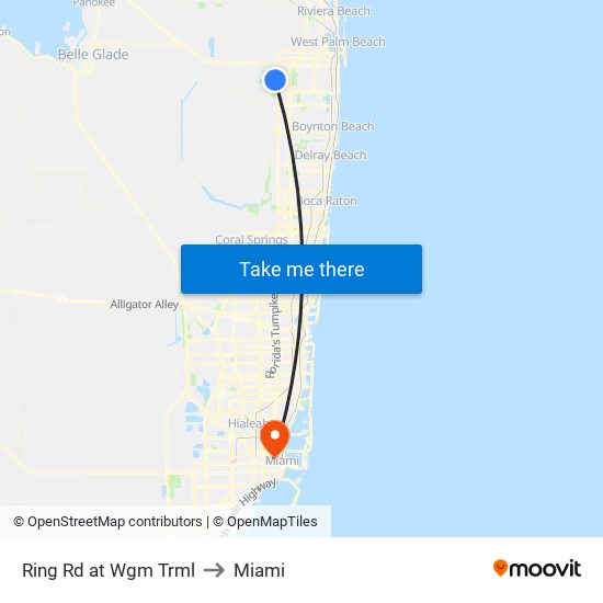 Ring Rd at Wgm Trml to Miami map