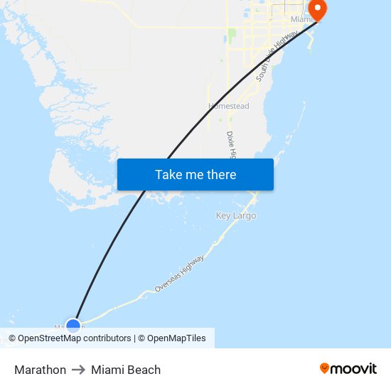 Marathon to Miami Beach map