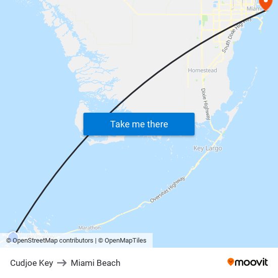 Cudjoe Key to Miami Beach map