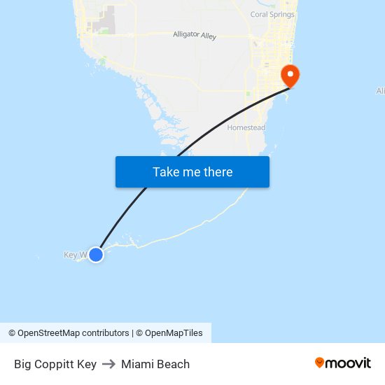 Big Coppitt Key to Miami Beach map