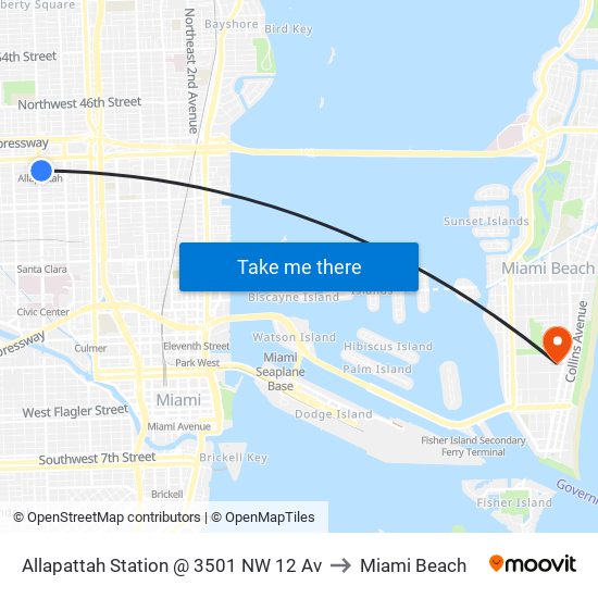 Allapattah Station @ 3501 NW 12 Av to Miami Beach map