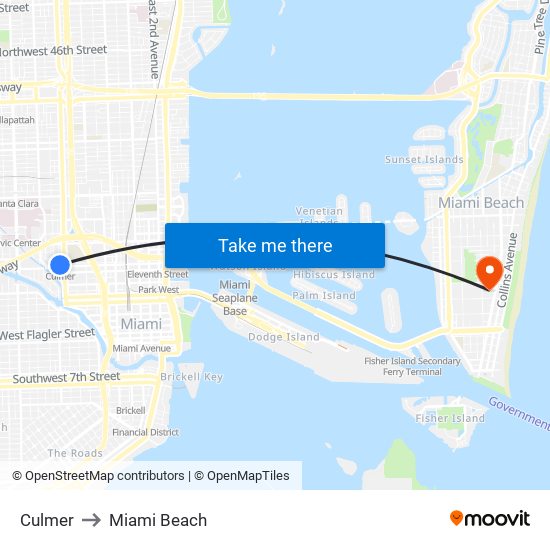 Culmer to Miami Beach map