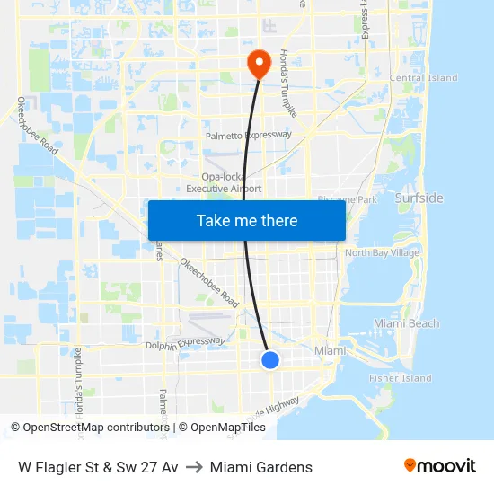 W Flagler St & Sw 27 Av to Miami Gardens map
