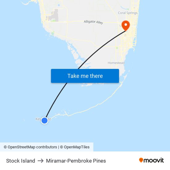 Stock Island to Miramar-Pembroke Pines map