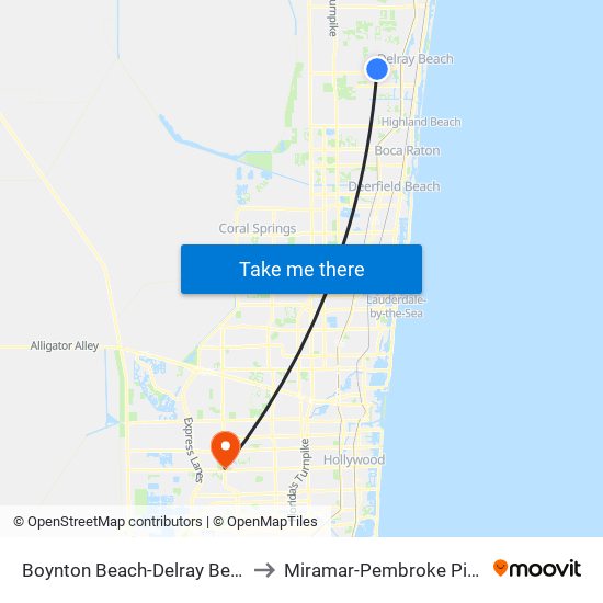 Boynton Beach-Delray Beach to Miramar-Pembroke Pines map