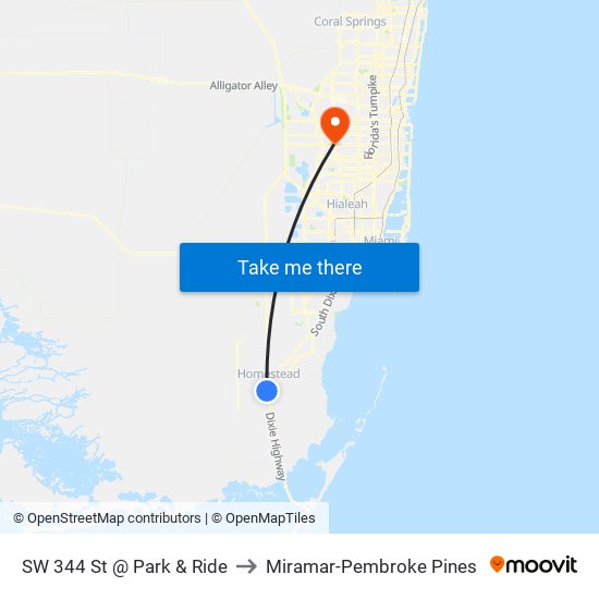 SW 344 St @ Park & Ride to Miramar-Pembroke Pines map