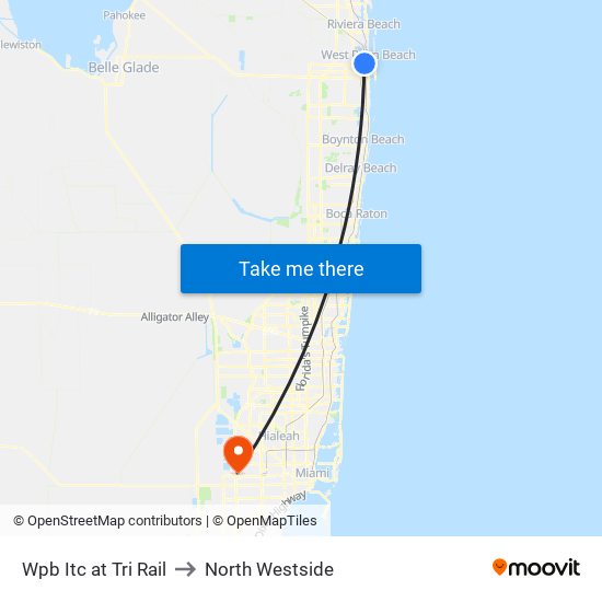 Wpb Itc at Tri Rail to North Westside map