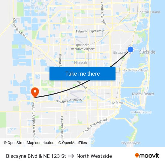 Biscayne Blvd & NE 123 St to North Westside map