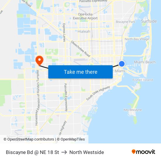 Biscayne Bd @ NE 18 St to North Westside map