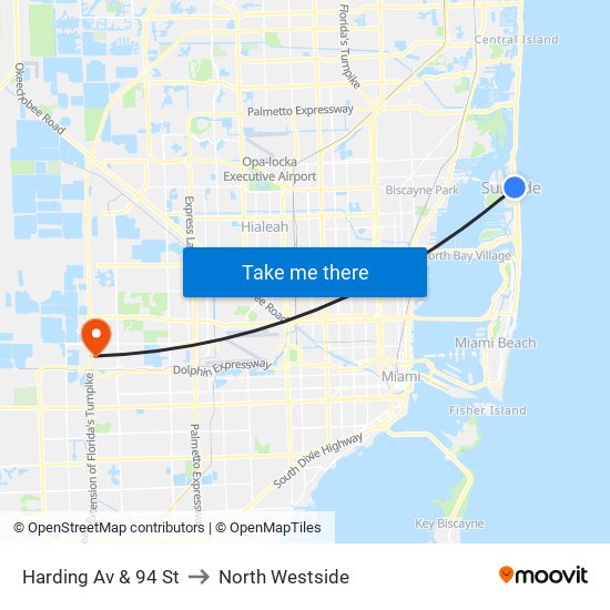 Harding Av & 94 St to North Westside map