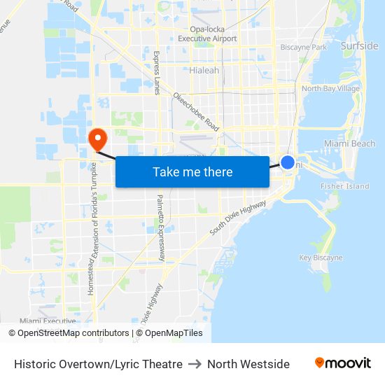 Historic Overtown/Lyric Theatre to North Westside map