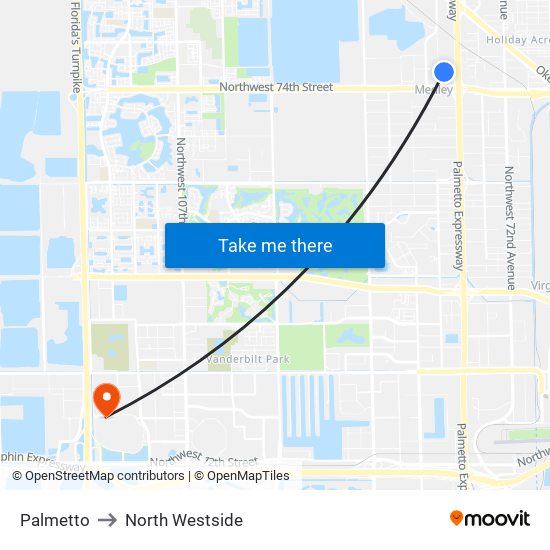 Palmetto to North Westside map