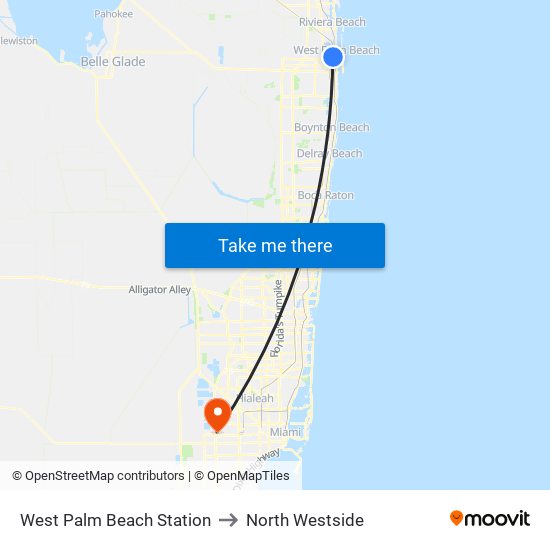 West Palm Beach Station to North Westside map
