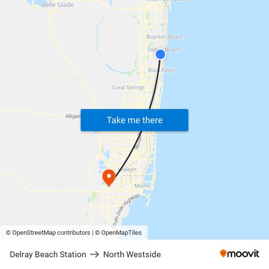 Delray Beach Station to North Westside map