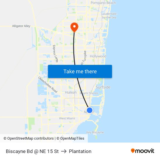 Biscayne Bd @ NE 15 St to Plantation map