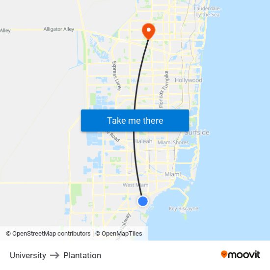 University to Plantation map