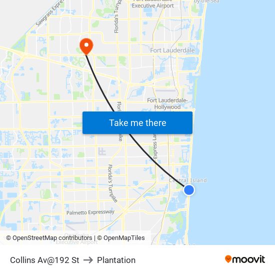 Collins Av@192 St to Plantation map