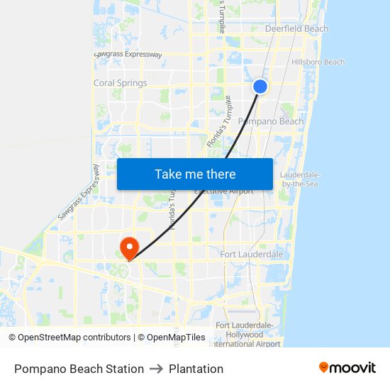Pompano Beach Station to Plantation map