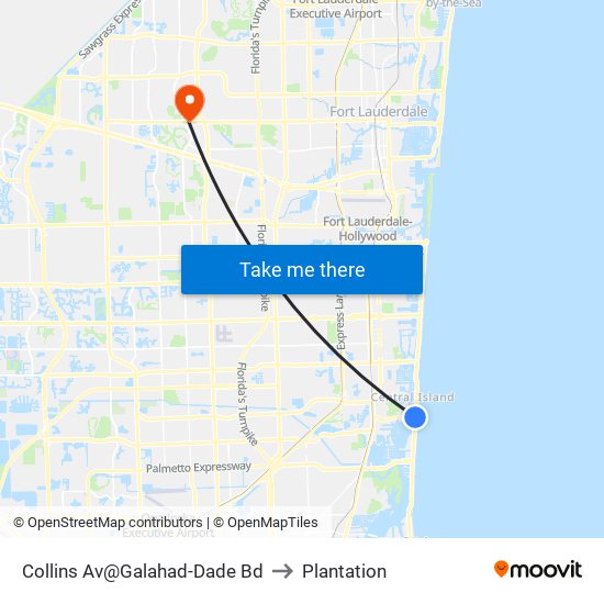 Collins Av@Galahad-Dade Bd to Plantation map