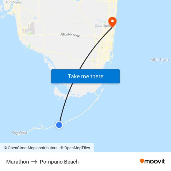 Marathon to Pompano Beach map