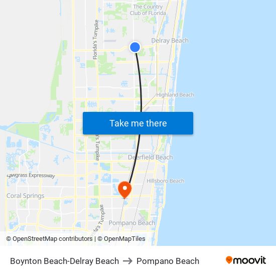 Boynton Beach-Delray Beach to Pompano Beach map