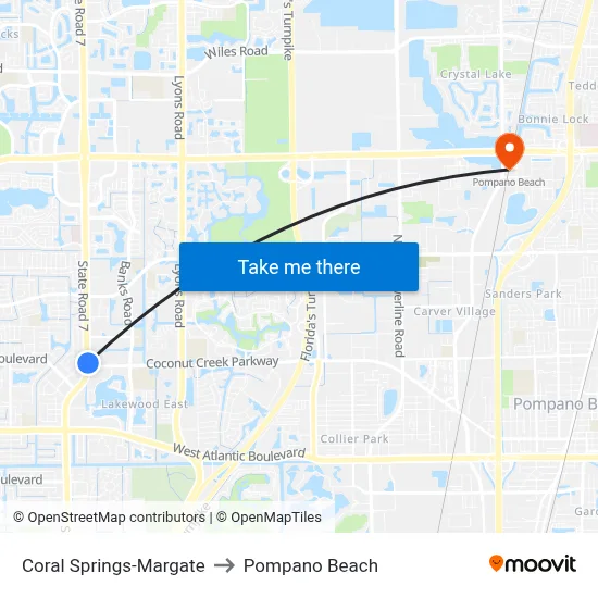 Coral Springs-Margate to Pompano Beach map