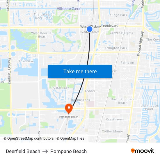 Deerfield Beach to Pompano Beach map